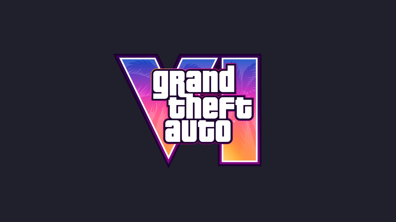 Grand Theft Auto VI title artwork on a dark background.